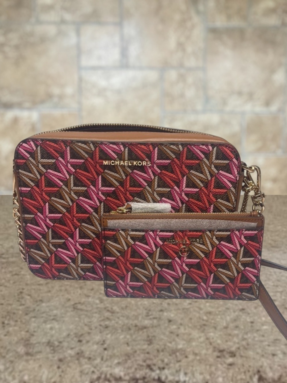 Michael Kors Geometric 3D Logo Camera Crossbody & Matching Wallet Set